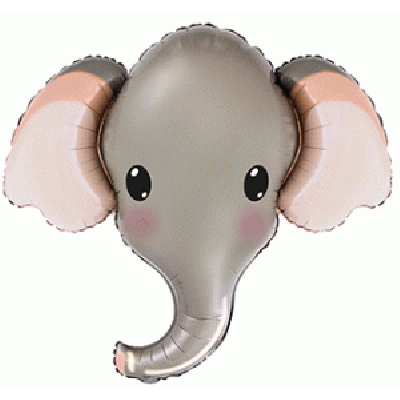 FM Foil Shape Elephant Head Baby Grey 81cm x 99cm (32" x 39") - unpackaged