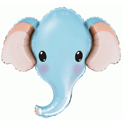 FM Foil Shape Elephant Head Baby Blue 81cm x 99cm (32&quot; x 39&quot;) (Unpackaged)