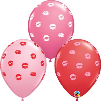 Qualatex Printed Latex 50/28cm (11") Red, Pink & Rose Kissey Lips Assortment