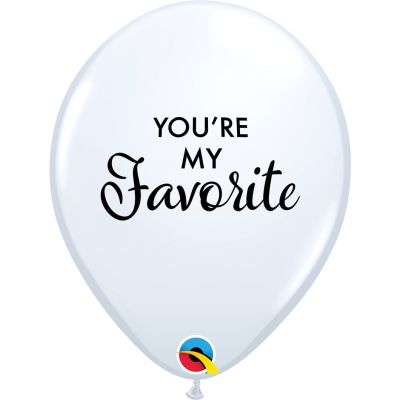 Qualatex Printed Latex 25/28cm (11") White Simply You&#039;re My Favorite (Discontinued)