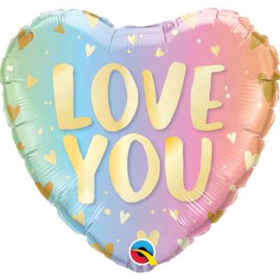 Qualatex Foil Heart 45cm (18") Love You Pastel Ombre and Hearts