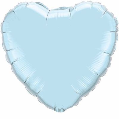 Qualatex Micro-Foil Solid Heart 10cm (4") Pearl Light Blue (Air Fill & Unpackaged)