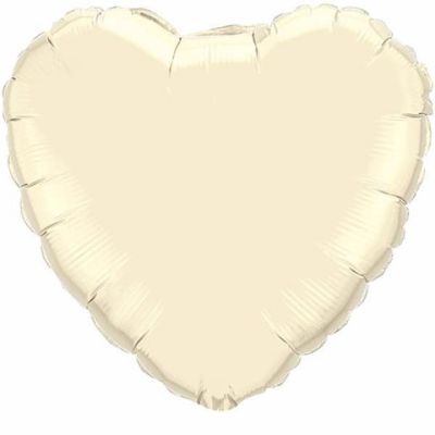 Qualatex Micro-Foil Solid Heart 10cm (4") Pearl Ivory (Air Fill & Unpackaged)