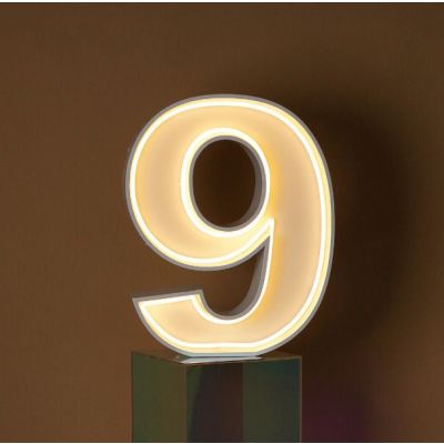 60cm White Metal LED Rope Marquee Number 9 (Warm White)