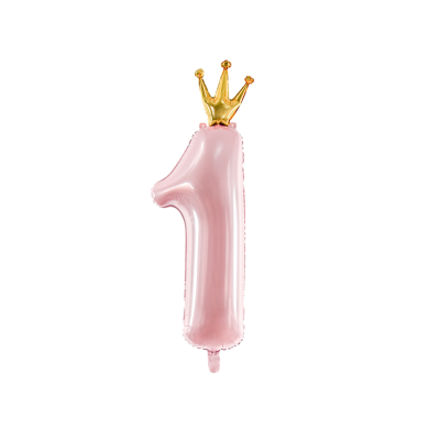 Party Deco Foil Shape Number 1 Pastel Pink Crown (37cm x 100cm)