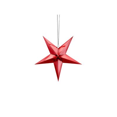 Party Deco Hanging Paper Star Metallic Red 30cm
