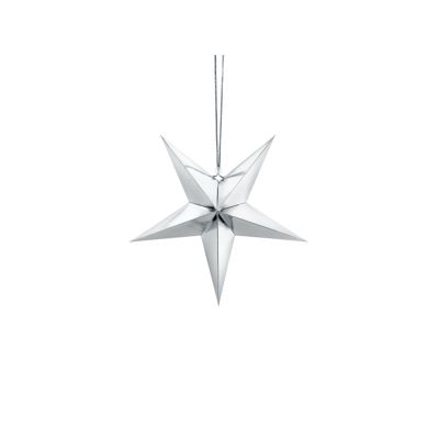Party Deco Hanging Paper Star Silver 30cm