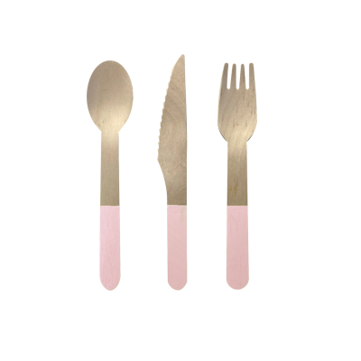 Five Star P30 Wooden Cutlery Set Pastel Pink