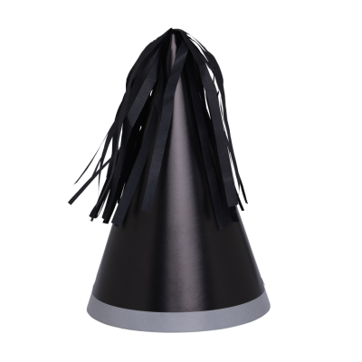 Five Star P10 Paper Party Hat with Tassel Topper Black