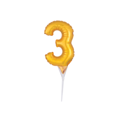 Anagram Micro-Foil 15cm (6") Cake Pick Gold Number 3 (Discontinued)