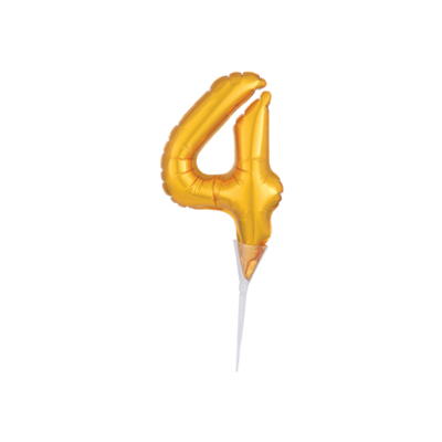 Anagram Micro-Foil 15cm (6") Cake Pick Gold Number 4 (Discontinued)