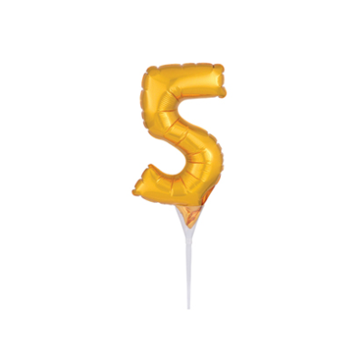 Anagram Micro-Foil 15cm (6") Cake Pick Gold Number 5 (Discontinued)