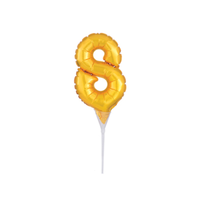 Anagram Micro-Foil 15cm (6") Cake Pick Gold Number 8 (Discontinued)