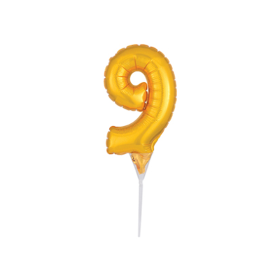 Anagram Micro-Foil 15cm (6") Cake Pick Gold Number 9 (Discontinued)