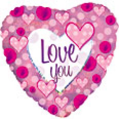 CTI Foil Heart 45cm (18&quot;) Love You Pink (Discontinued)