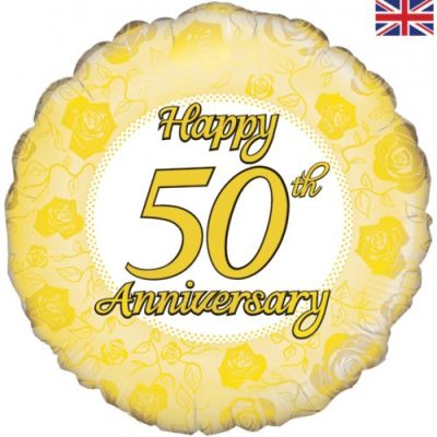 Oaktree Foil Round 45cm - Gold Happy 50th Anniversary 