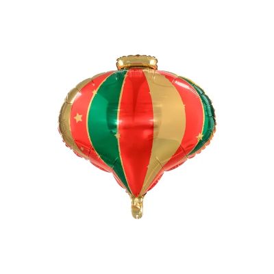 Party Deco Foil Balloon 45cm (18") Matte Christmas Bauble Red Green Gold Stripe