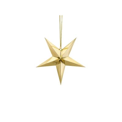 Party Deco Hanging Paper Star Gold 30cm