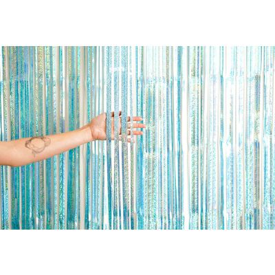 XL Foil Curtain (1m x 2.4m) Holographic Light Blue