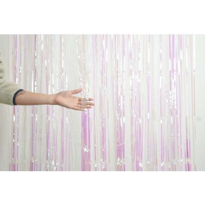 XL Foil Curtain (1m x 2.4m) Iridescent White/Pink