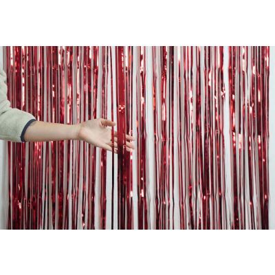XL Foil Curtain (1m x 2.4m) Metallic Red