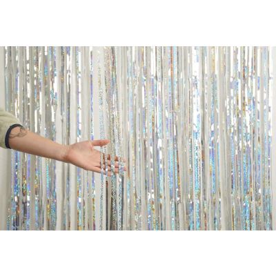 XL Foil Curtain (1m x 2.4cm) Holographic Silver