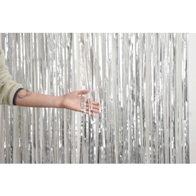 XL Foil Curtain (1m x 2.4m) Satin (Chrome) Silver