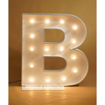 1.2m White Metal LED Marquee Letter B (Warm White)