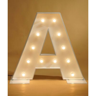 1.2m White Metal LED Marquee Letter A (Warm White)