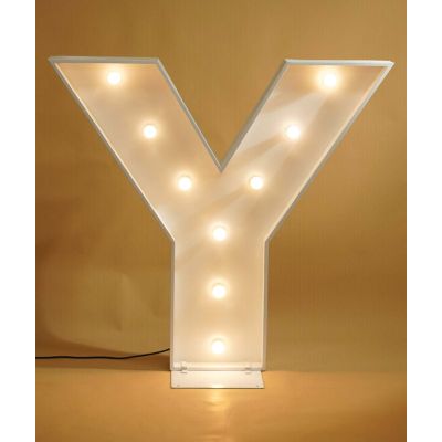1.2m White Metal LED Marquee Letter Y (Warm White)