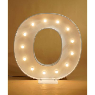 1.2m White Metal LED Marquee Letter O (Warm White)