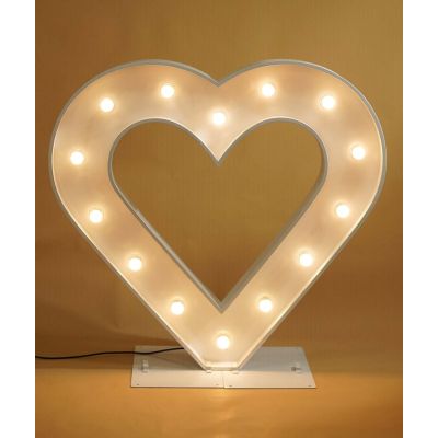 1.2m White Metal LED Marquee Symbol (Heart) (Warm White)