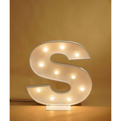1.2m White Metal LED Marquee Lower Case Letter s (Warm White)