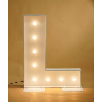 1.2m White Metal LED Marquee Letter L (Warm White)