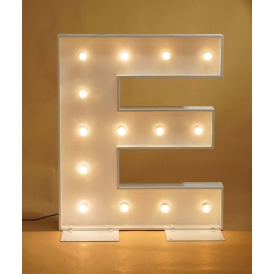 1.2m White Metal LED Marquee Letter E (Warm White)