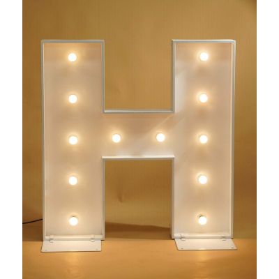 1.2m White Metal LED Marquee Letter H (Warm White)