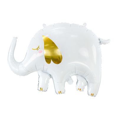 Party Deco Foil Shape Matte White Elephant with Gold Detail 83cm x 58cm
