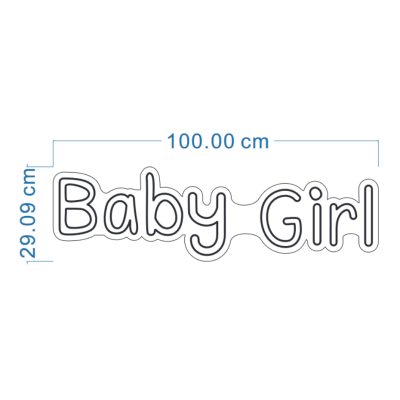 LED Sign Baby Girl (29cm x 100cm) White
