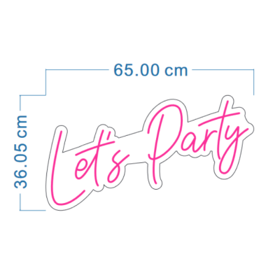 LED Sign Let&#039;s Party (65cm x 36cm) Hot Pink