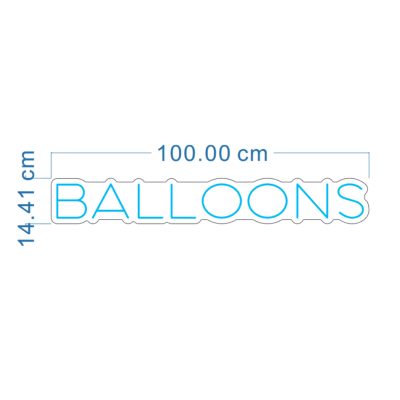 LED Sign Balloons (14cm x 100cm) Light Blue