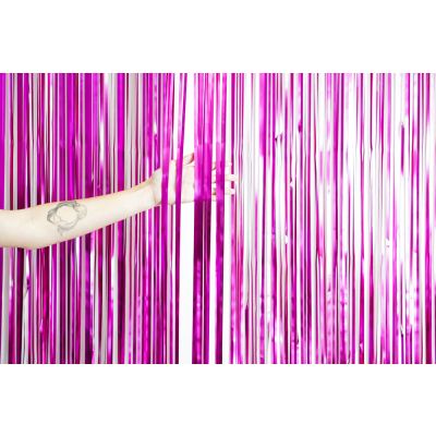 XL Foil Curtain (1m x 2.4m) Satin (Chrome) Hot Pink