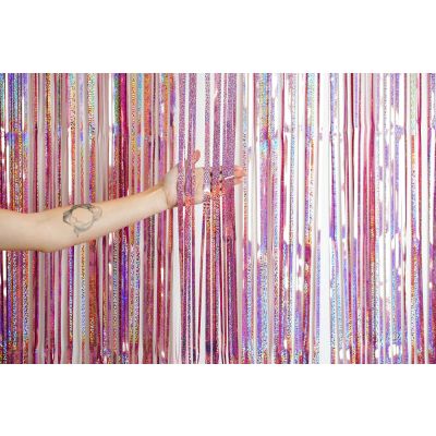 XL Foil Curtain (1m x 2.4m) Holographic Light Pink