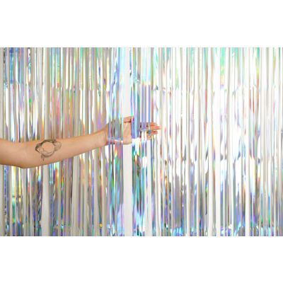XL Foil Curtain (1m x 2.4m) Shimmer Rainbow Silver
