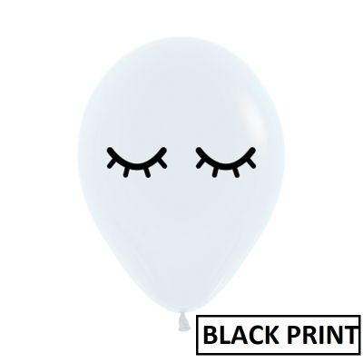 Sempertex Printed Latex 50/30cm Fashion White Sleepy Eyes with Black Print (Discontinued)