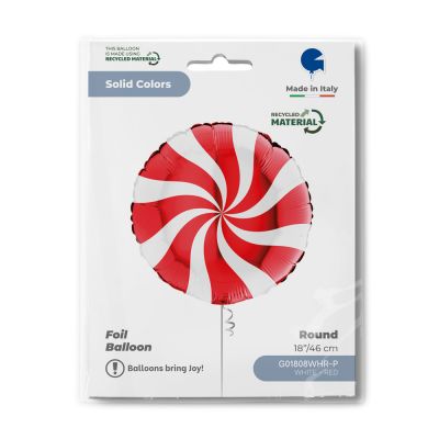 Grabo Foil 46cm (18") Candy Swirl White & Red
