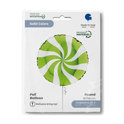 Grabo Foil 46cm (18") Candy Swirl White & Lime Green