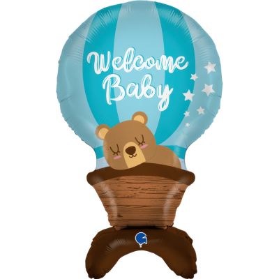 Grabo Foil Shape Standup 97cm (38") Welcome Baby Boy Bear