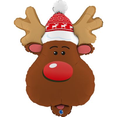 Grabo Foil Shape 69cm (27") Smiley Reindeer Head