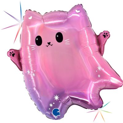Grabo Foil Holographic Shape 46cm (18") Kawaii Ghost Cat