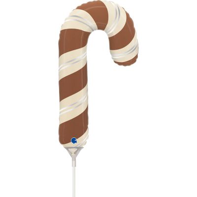 Grabo Microfoil 35cm (14") Satin Chocolate Candy Cane - Air Fill (Unpackaged)